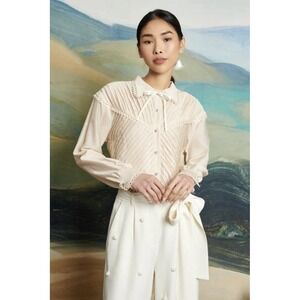DREAM Sister Jane Dream Pony Pleat Sheer Blouse Cream Sz Medium NWT $125